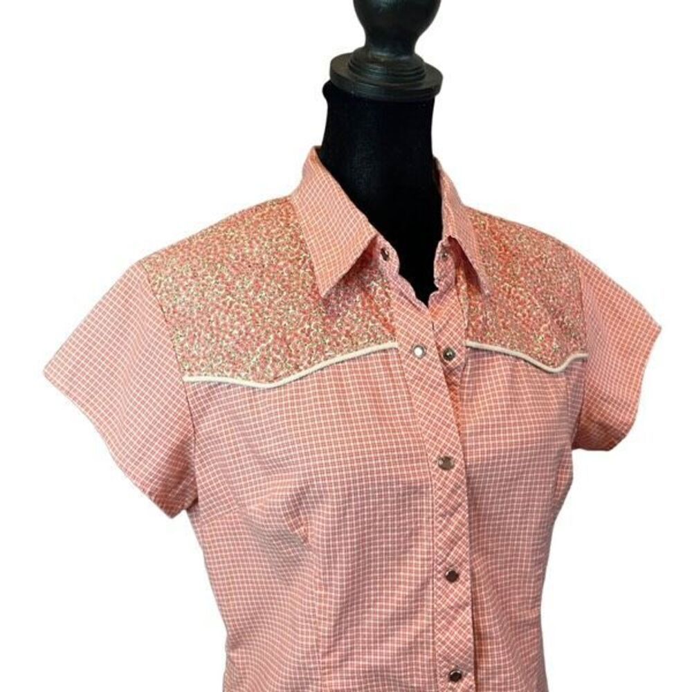 Panhandle Slim red gingham floral pearl snap vintage western shirt